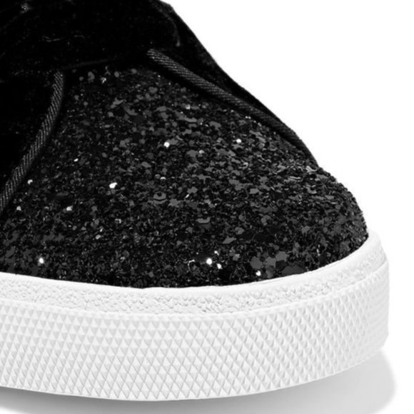 Alice + Olivia Camil Glitter Womens Mid-Top Black Fashion Sneakers Athletic Shoe - Picture 3 of 10